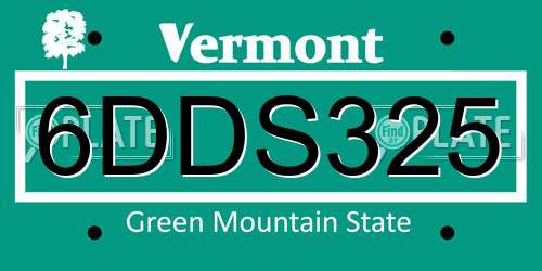 6DDS325 Vermont License Plate