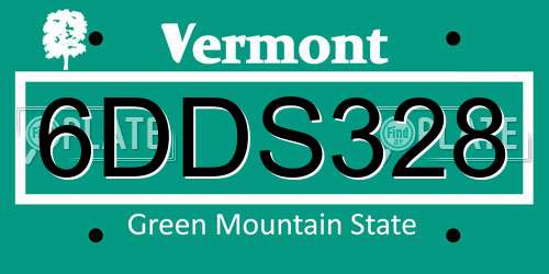 6DDS328 Vermont License Plate