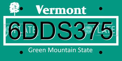 6DDS375 Vermont License Plate