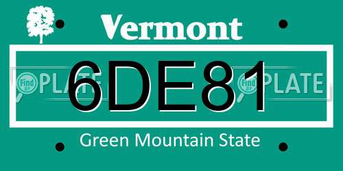 6DE81 Vermont License Plate