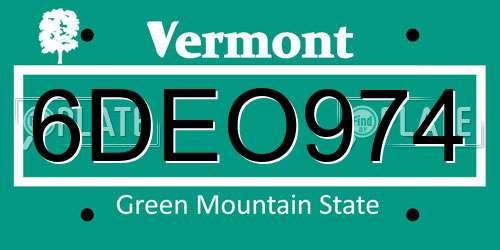 6DEO974 Vermont License Plate