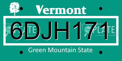 6DJH171 Vermont License Plate
