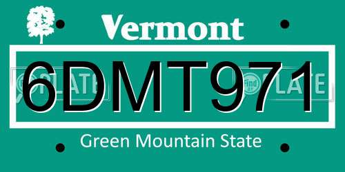 6DMT971 Vermont License Plate