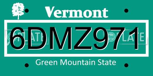 6DMZ971 Vermont License Plate