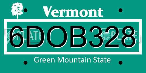 6DOB328 Vermont License Plate