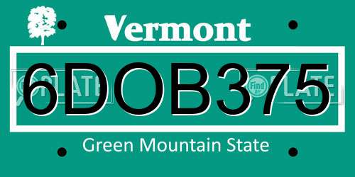 6DOB375 Vermont License Plate