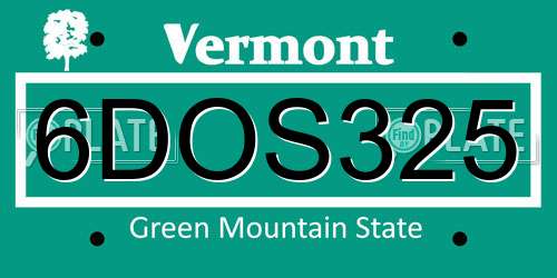 6DOS325 Vermont License Plate