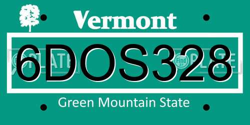 6DOS328 Vermont License Plate