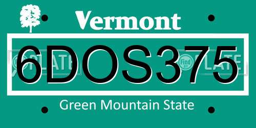 6DOS375 Vermont License Plate