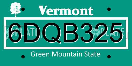 6DQB325 Vermont License Plate