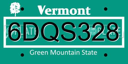 6DQS328 Vermont License Plate