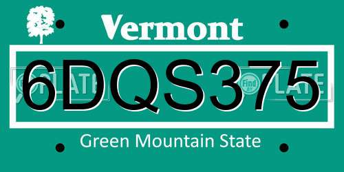 6DQS375 Vermont License Plate