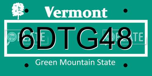 6DTG48 Vermont License Plate