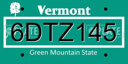 6DTZ145 Vermont License Plate