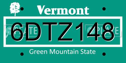 6DTZ148 Vermont License Plate