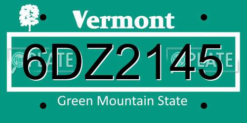 6DZ2145 Vermont License Plate