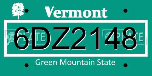 6DZ2148 Vermont License Plate