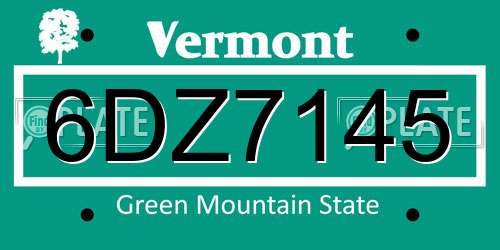 6DZ7145 Vermont License Plate