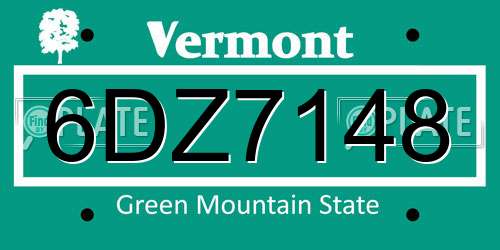 6DZ7148 Vermont License Plate