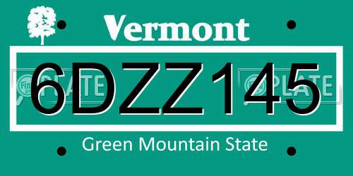 6DZZ145 Vermont License Plate