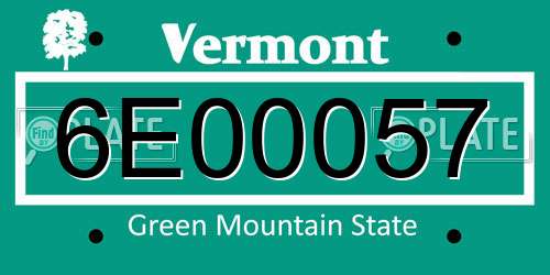 6E00057 Vermont License Plate