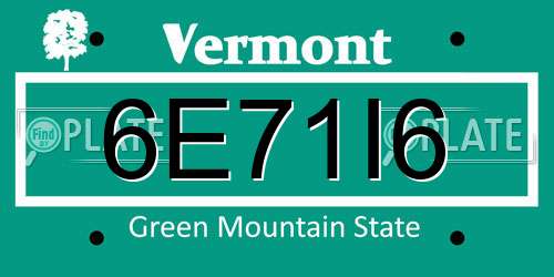 6E71I6 Vermont License Plate