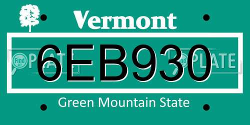 6EB930 Vermont License Plate
