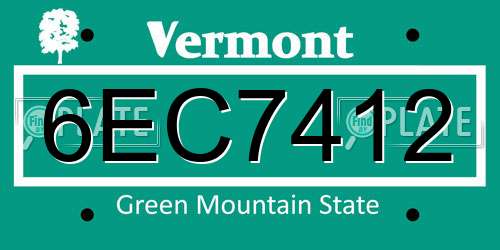 6EC7412 Vermont License Plate