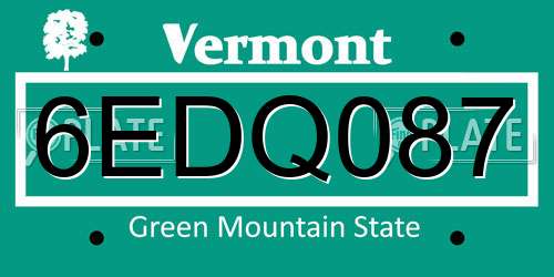 6EDQ087 Vermont License Plate
