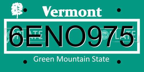 6ENO975 Vermont License Plate