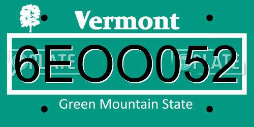 6EOO052 Vermont License Plate