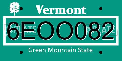 6EOO082 Vermont License Plate