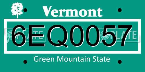 6EQ0057 Vermont License Plate