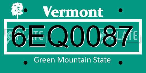 6EQ0087 Vermont License Plate