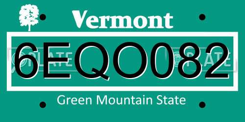 6EQO082 Vermont License Plate