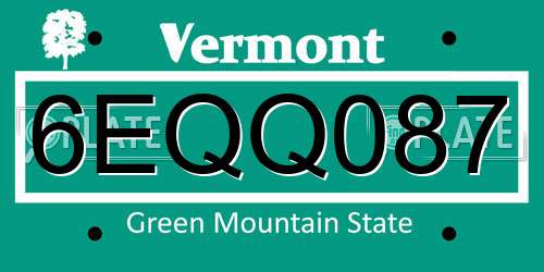 6EQQ087 Vermont License Plate