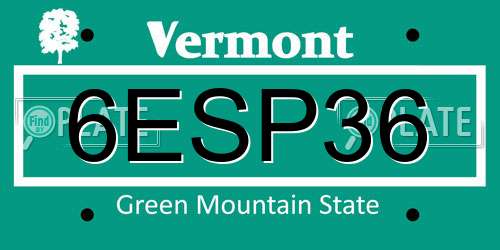 6ESP36 Vermont License Plate