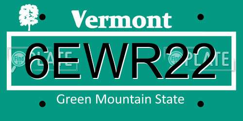 6EWR22 Vermont License Plate