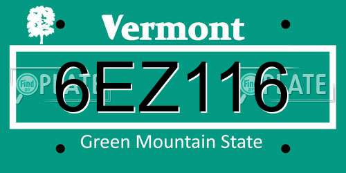 6EZ116 Vermont License Plate
