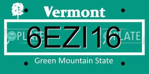 6EZI16 Vermont License Plate