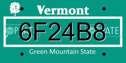 6F24B8 Vermont License Plate