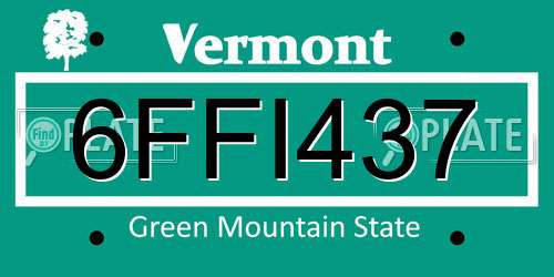 6FFI437 Vermont License Plate