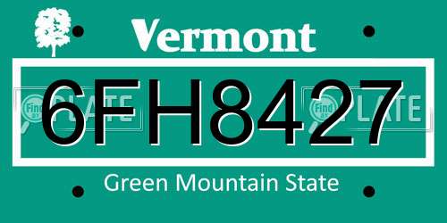 6FH8427 Vermont License Plate