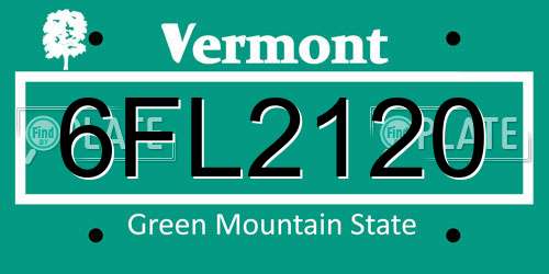 6FL2120 Vermont License Plate