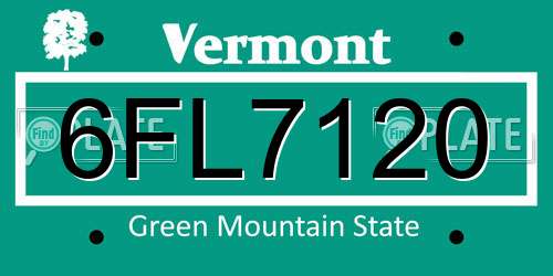 6FL7120 Vermont License Plate