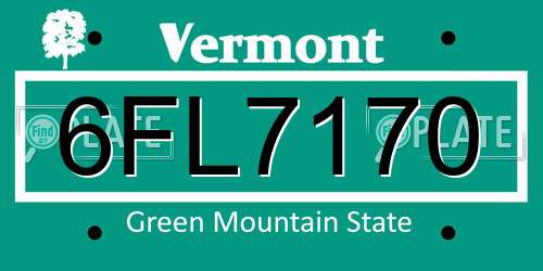 6FL7170 Vermont License Plate