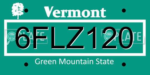 6FLZ120 Vermont License Plate