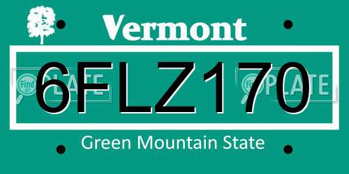 6FLZ170 Vermont License Plate