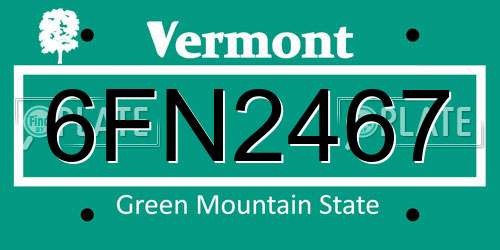 6FN2467 Vermont License Plate