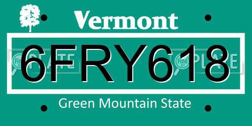 6FRY618 Vermont License Plate